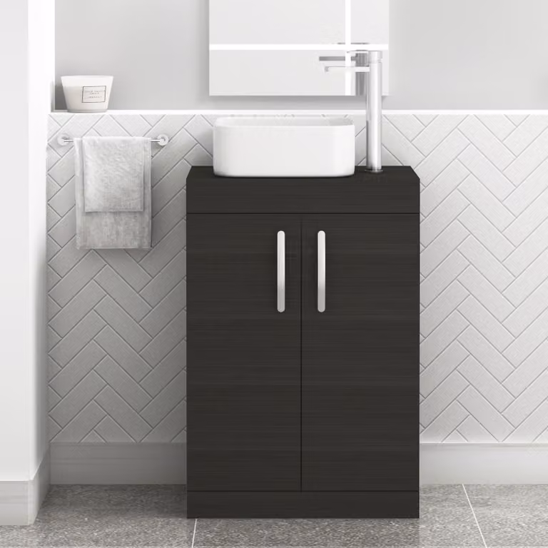 Royal Bathrooms Hale Black 2 Door Freestanding Bathroom Vanity Unit with Elena Countertop Basin