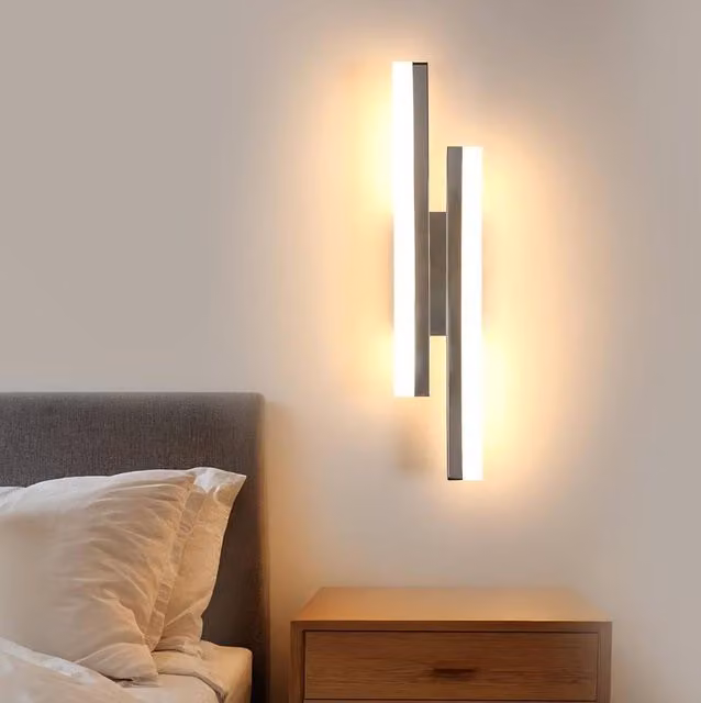 Goeco LED Wall Light in Silver, 16 W, 3000 K Warm White, 40 cm