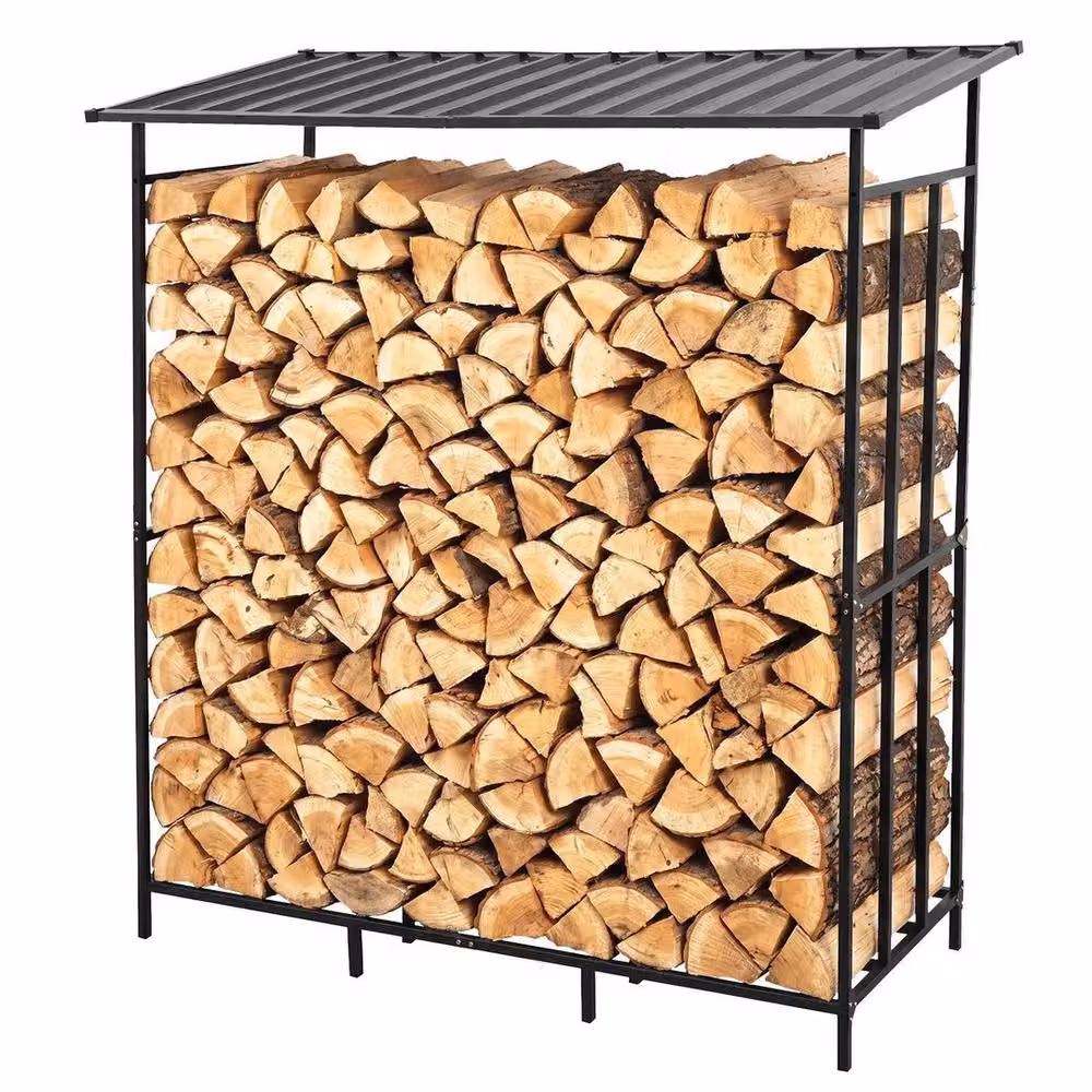 SPETLEK Heavy Duty Large Firewood Rack for Garden Storage, Black, W/D/H: 156.5 x 60 x 176.5 cm – 2