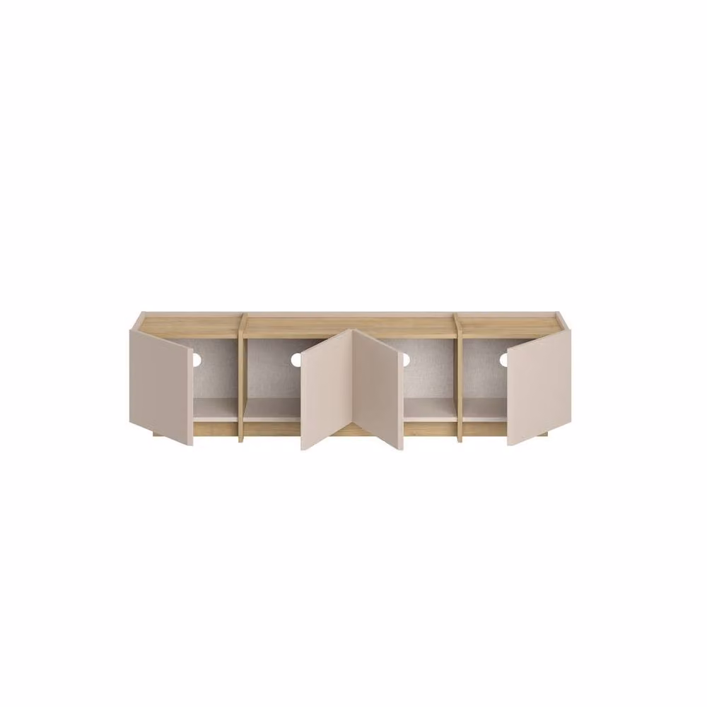 CALICOSY 4-Door Onyx TV Stand in Beige and Oak, W: 180 cm, D: 35 cm, H: 46 cm – 3