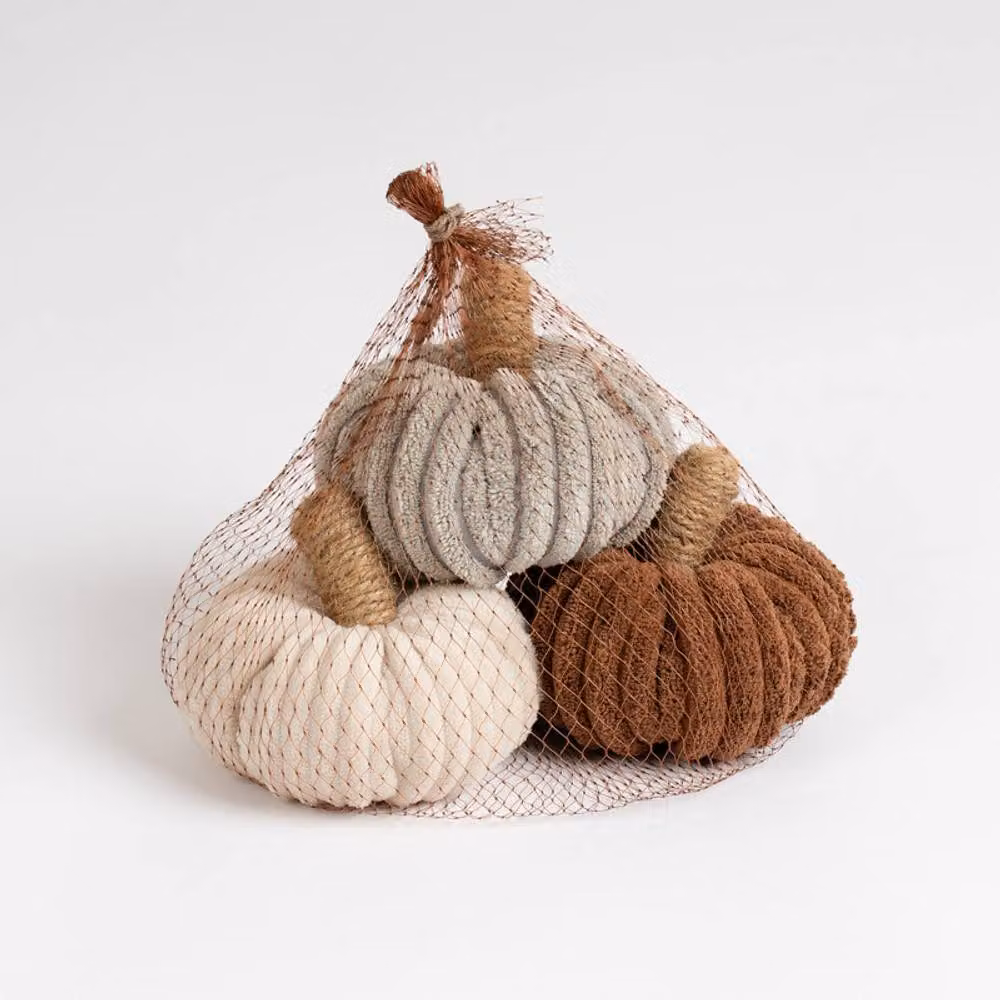 Scottish Everlastings Ltd Set of 3 Cord Pumpkins in Beige Natural Textile – 2