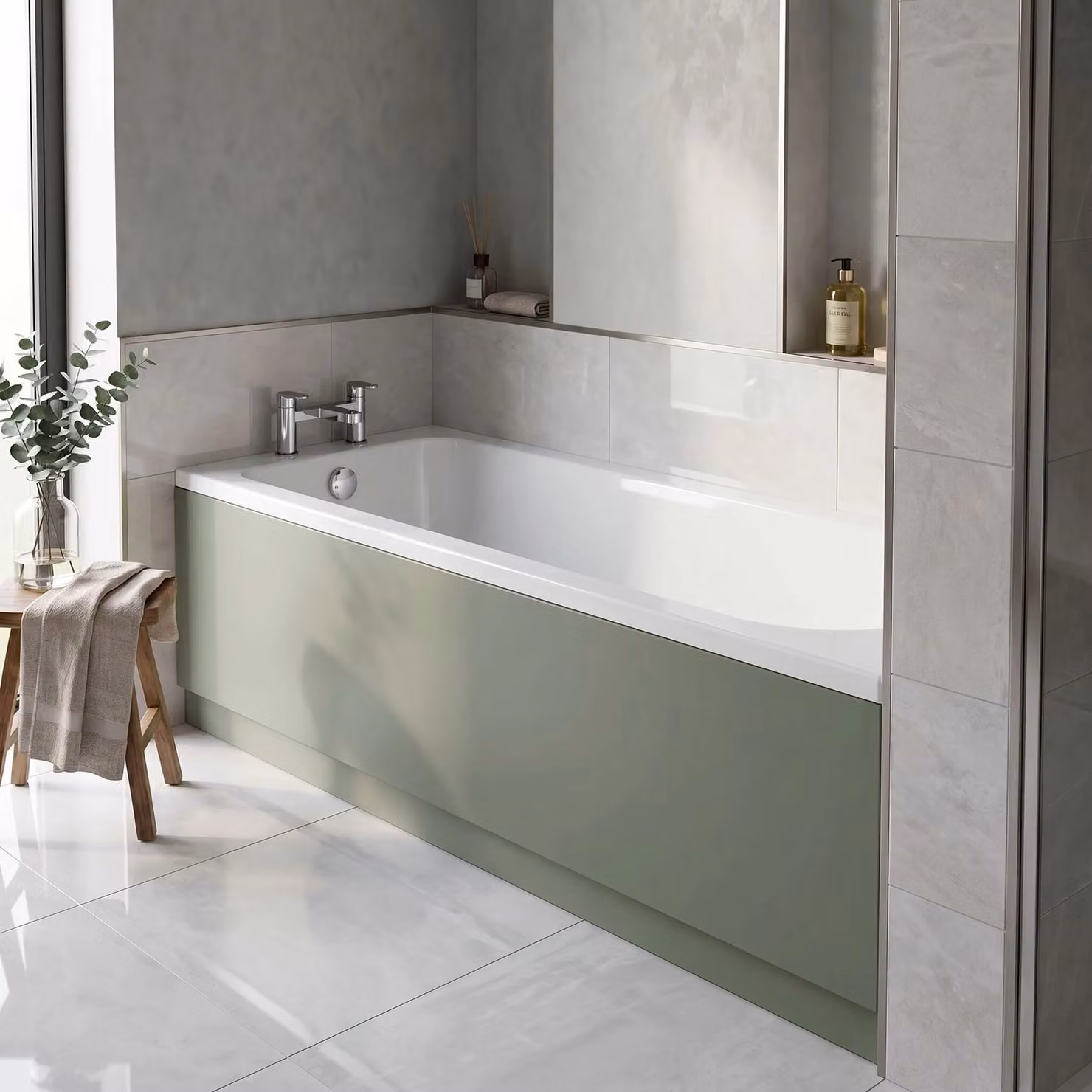 Balterley MDF Bath Front Panel and Plinth in Green – 1