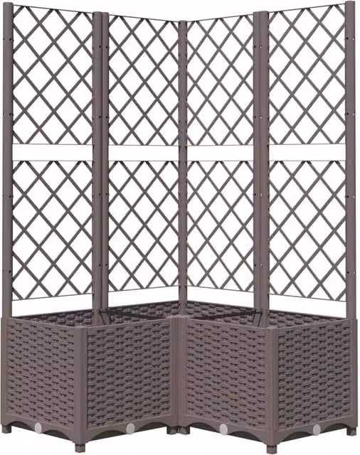 Berkfield Home Garden Planter with Trellis in Brown, W/D/H: 80 x 80 x 136 cm – 1
