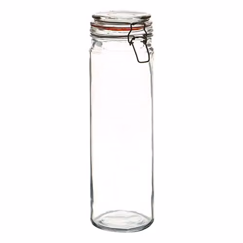 Argon Tableware Transparent Glass Spaghetti Jar with Airtight Metal Clip Lid, 2L – 1