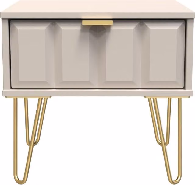 2 U Metro Small 1 Drawer Bedside Table in Taupe with Gold Metal Accents – 1