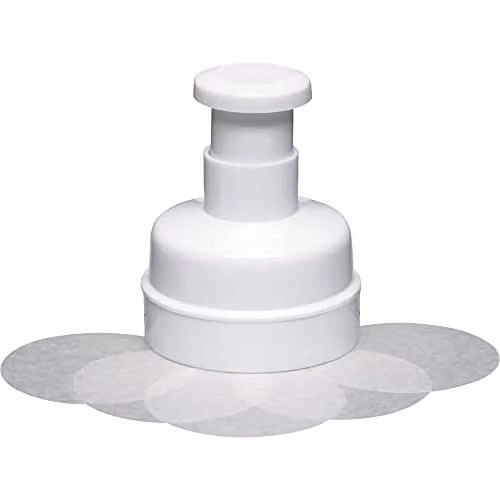KitchenCraft Quarter Pounder Burger Press with 1 Wax Disc in White Plastic, W/D/H: 11.5 x 11.5 x 13.5 cm