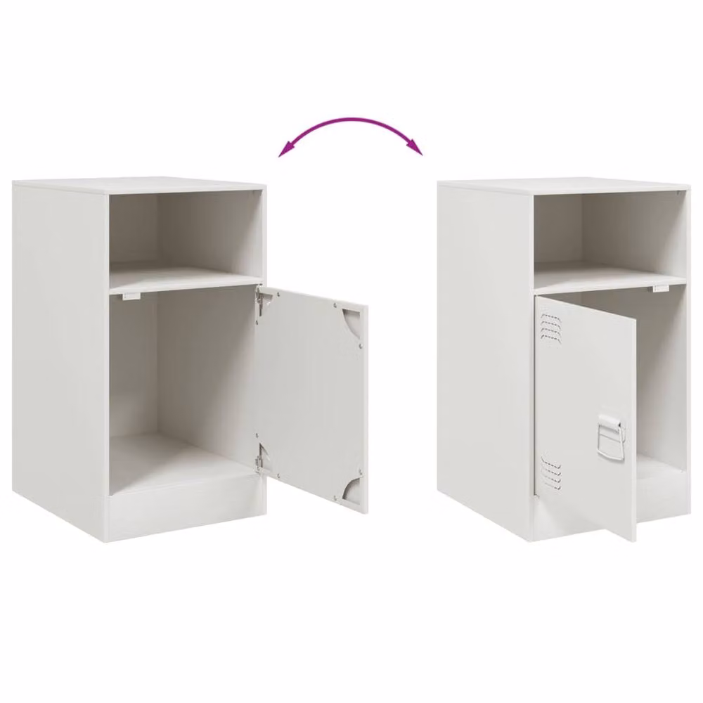Berkfield Home Set of 2 White Metal Bedside Cabinets, W/D/H: 34.5 x 39 x 62 cm – 2