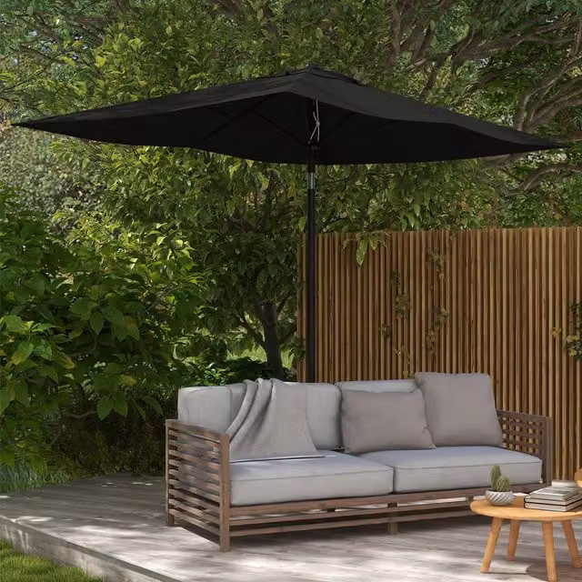 Outsunny Rectangular Outdoor Market Umbrella in Black with Aluminium Frame