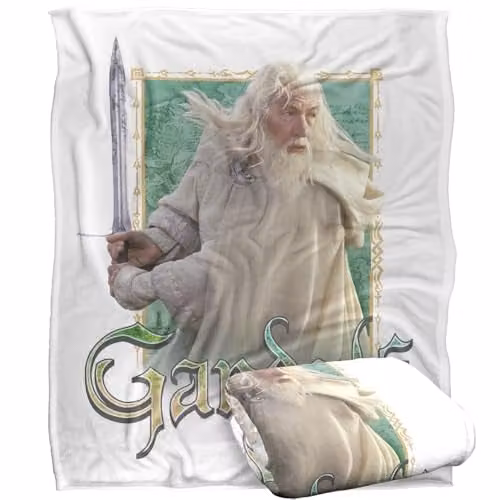 Warner Bros. Lord of the Rings Gandalf Silky Touch Super Soft Fleece Throw Blanket, Multicolour, W: 127.0 cm, H: 152.4 cm