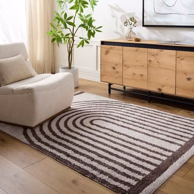 Livabliss Fossay Shag Washable High Pile Modern Rug in Dark Brown, W: 140 cm, L: 200 cm – 1