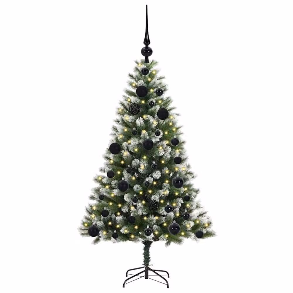 Berkfield Home Artificial Hinged Christmas Tree with Flocked Snow, Green, Height: 120 cm – 3