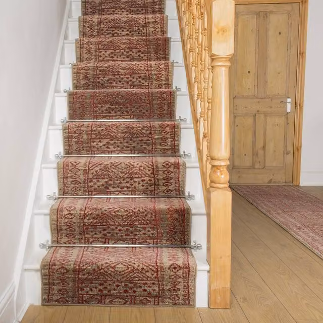 runrug Afrikans Stair Runner Carpet in Dark Red, W: 100 cm x L: 480 cm – 1