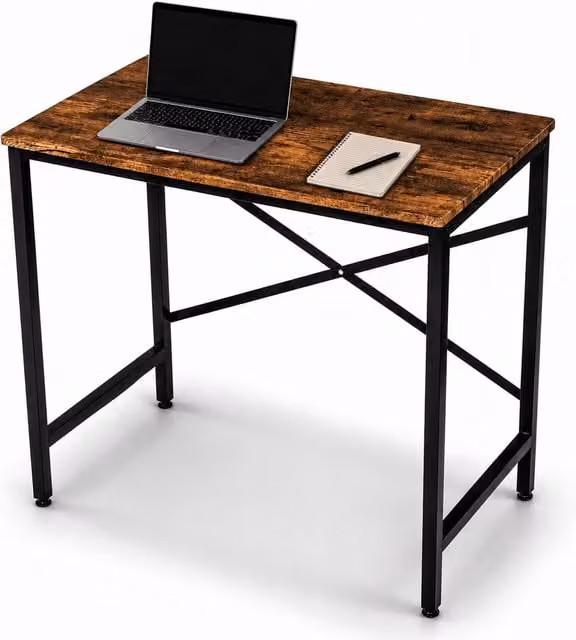 Oypla Industrial Heavy Duty Computer Desk in Brown and Black, W: 80 cm, D: 48 cm, H: 72.5 cm