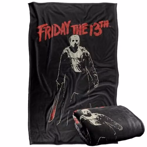 Warner Bros. Friday The 13th Chchch Ahahah Super Soft Fleece Throw Blanket, Multicolour, W: 91 cm, D: 147 cm – 1