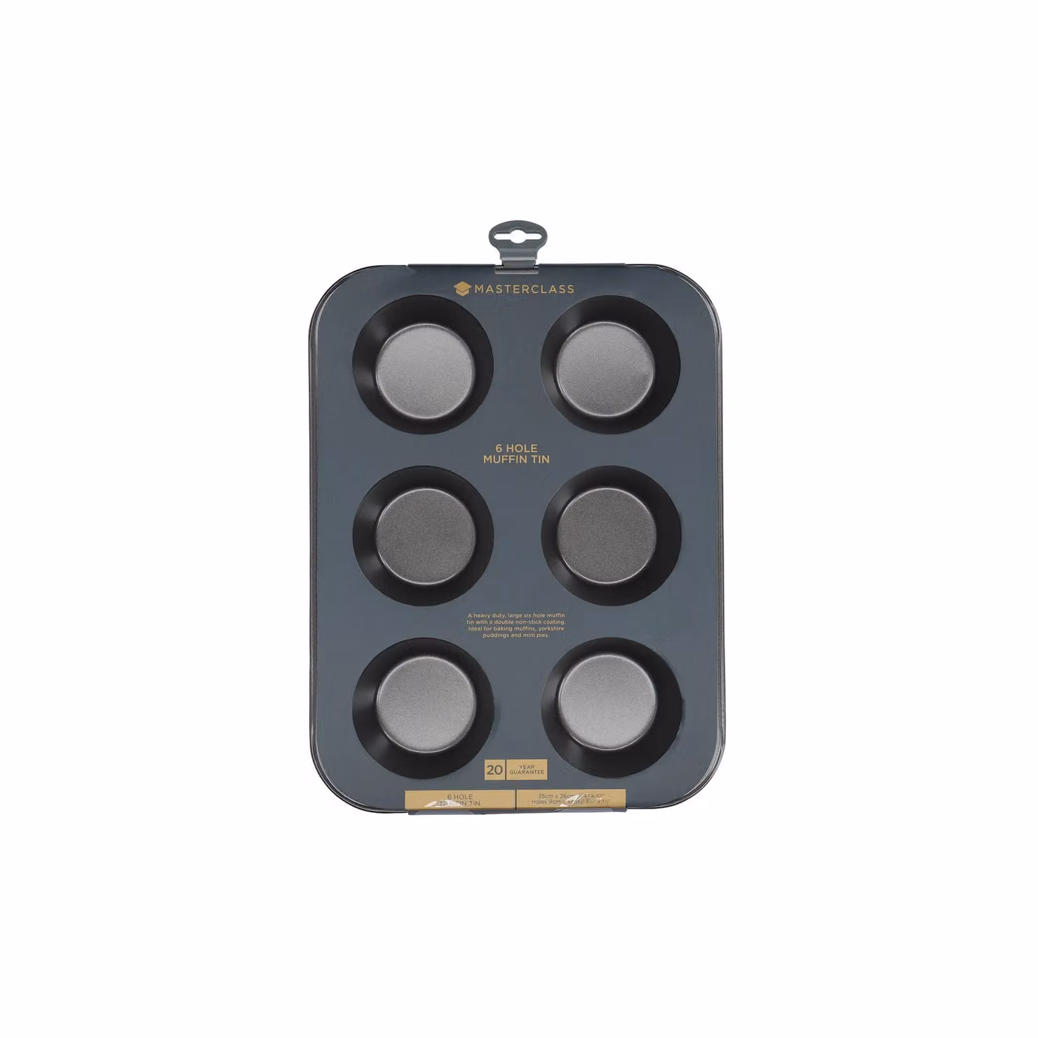 MasterClass Non-Stick 6 Hole Deep Muffin Tray in Grey Carbon Steel, W: 35 cm, D: 26 cm – 5