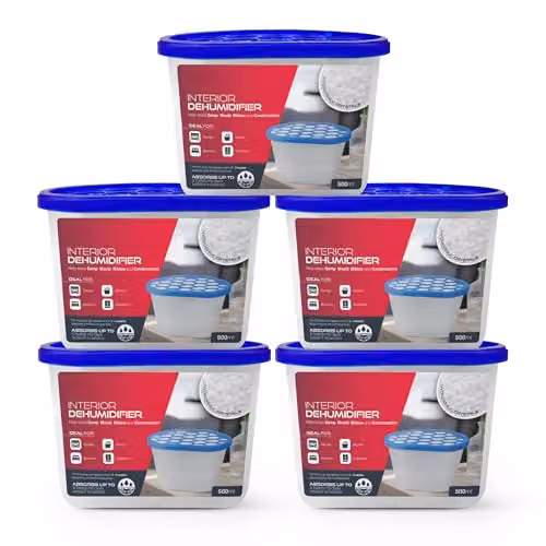 Haltons Moisture Absorber Dehumidifier Condensation Remover, White, 5 x 500ml – 7
