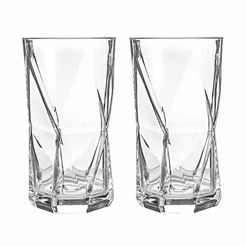 Bormioli Rocco Cassiopea Geometric Tumbler Glasses, Transparent, 480ml, Pack of 2
