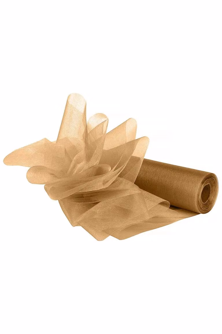 Neel Blue Organza Roll Snow Sheer Glitter Fabric in Beige for Wedding, Birthday and Valentines Day, W/H: 29 cm x 25 m