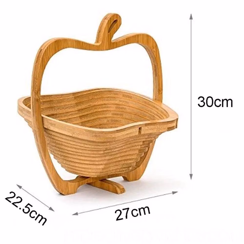 SPETLEK Brown Apple Shaped Collapsible Bamboo and Wooden Fruit Basket – 2