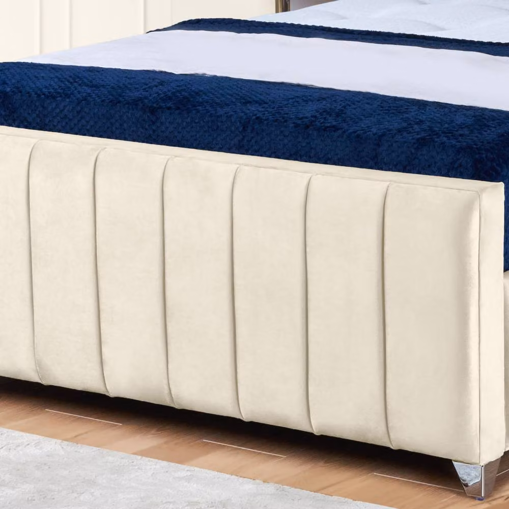 UK Bed Furniture Milano Gas Lift Ottoman Storage Upholstered Bed with 48 Inch Headboard in Beige, Size: Single (90 x 190 cm) – 3