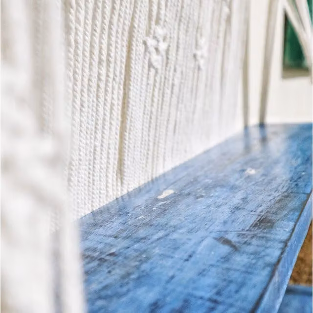 KDMK Blue Macrame Hanging Wall Shelves with Wood and Cotton for Home, Office or Bedroom Decor