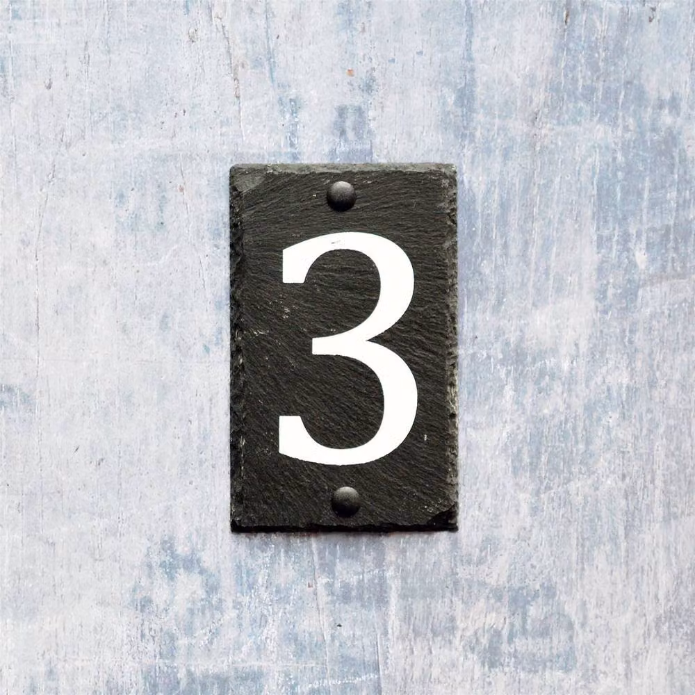 Nicola Spring Rustic Natural Slate House Number 3 Sign in Grey and White, W/H: 9.0 x 14.5 cm – 5