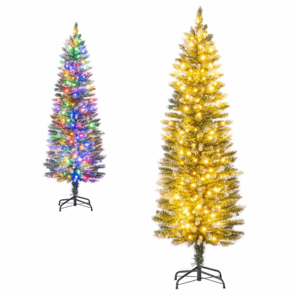 Costway 5 FT Pre-lit Artificial Christmas Tree with Switchable LED Lights in Green, Height: 152.4 cm – 2