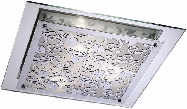 Netlighting Roveta 3-Light Flush Ceiling and Wall Lamp in Polished Chrome and Grey with E27 Glass Panels – 1