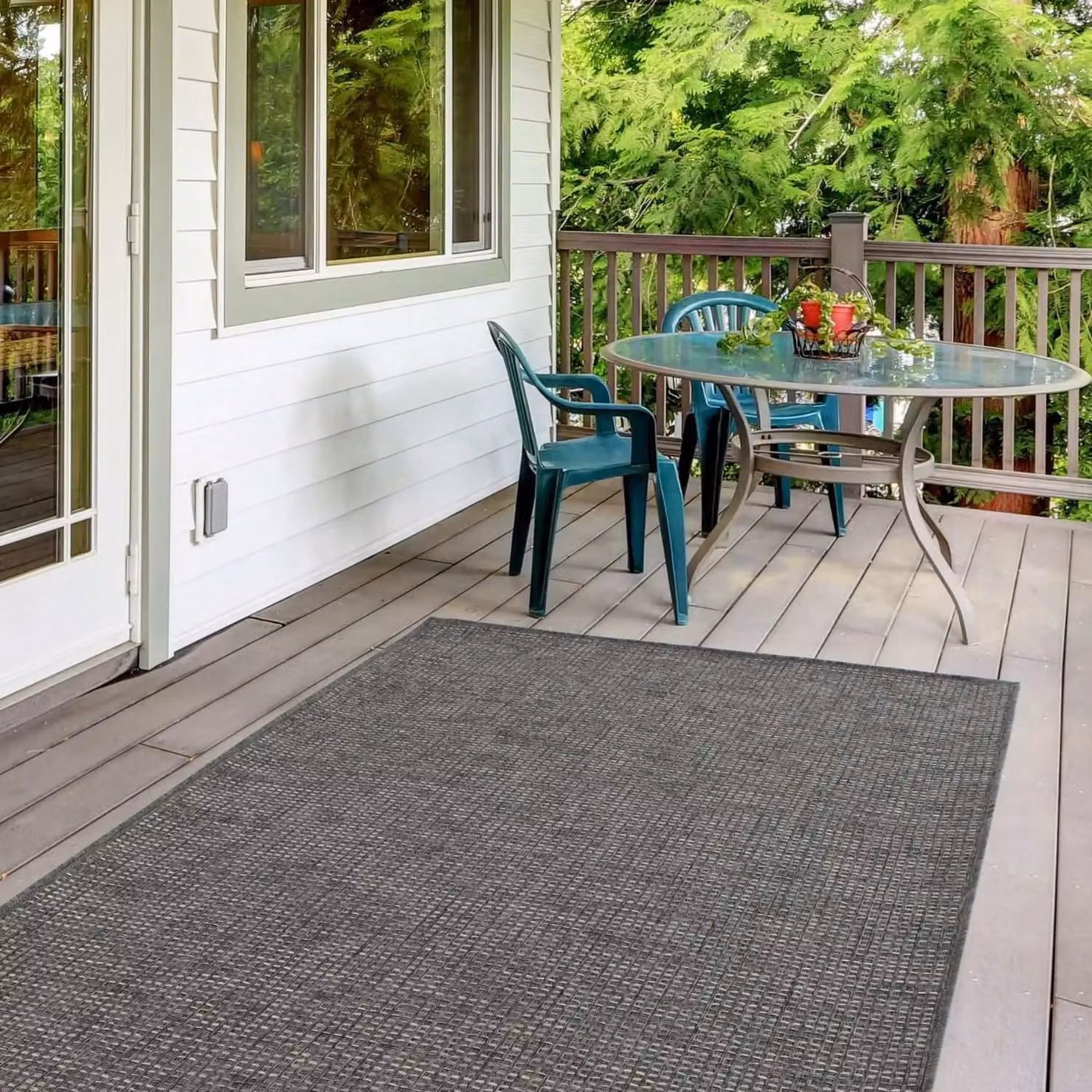 THE RUGS Magic Plain Weatherproof Indoor Outdoor Rug in Dark Grey, W/D/H: 120 x 170 cm – 5