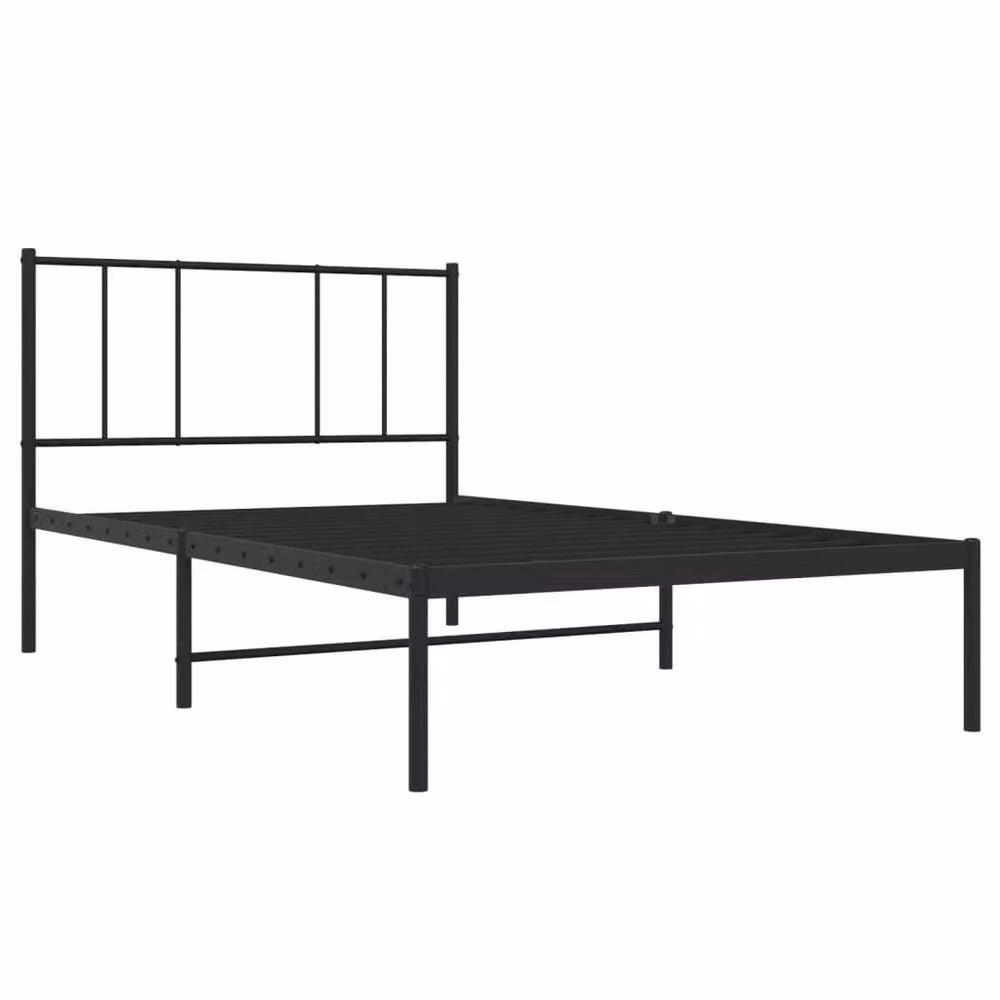 Berkfield Home Metal Bed Frame with Headboard in Black, W/D/H: 90 x 200 cm – 1