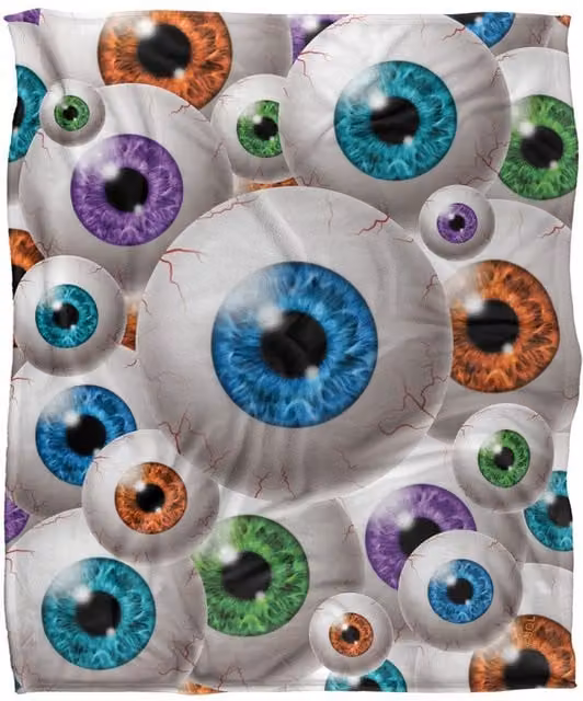JQ Licensing James Piazza Eyeball Pattern Super Soft Fleece Throw Blanket, White, W/D/H: 152 x 127 cm