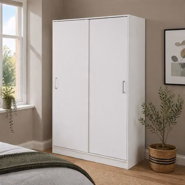 Home Source Raya 2 Door Sliding Wardrobe in Matt White