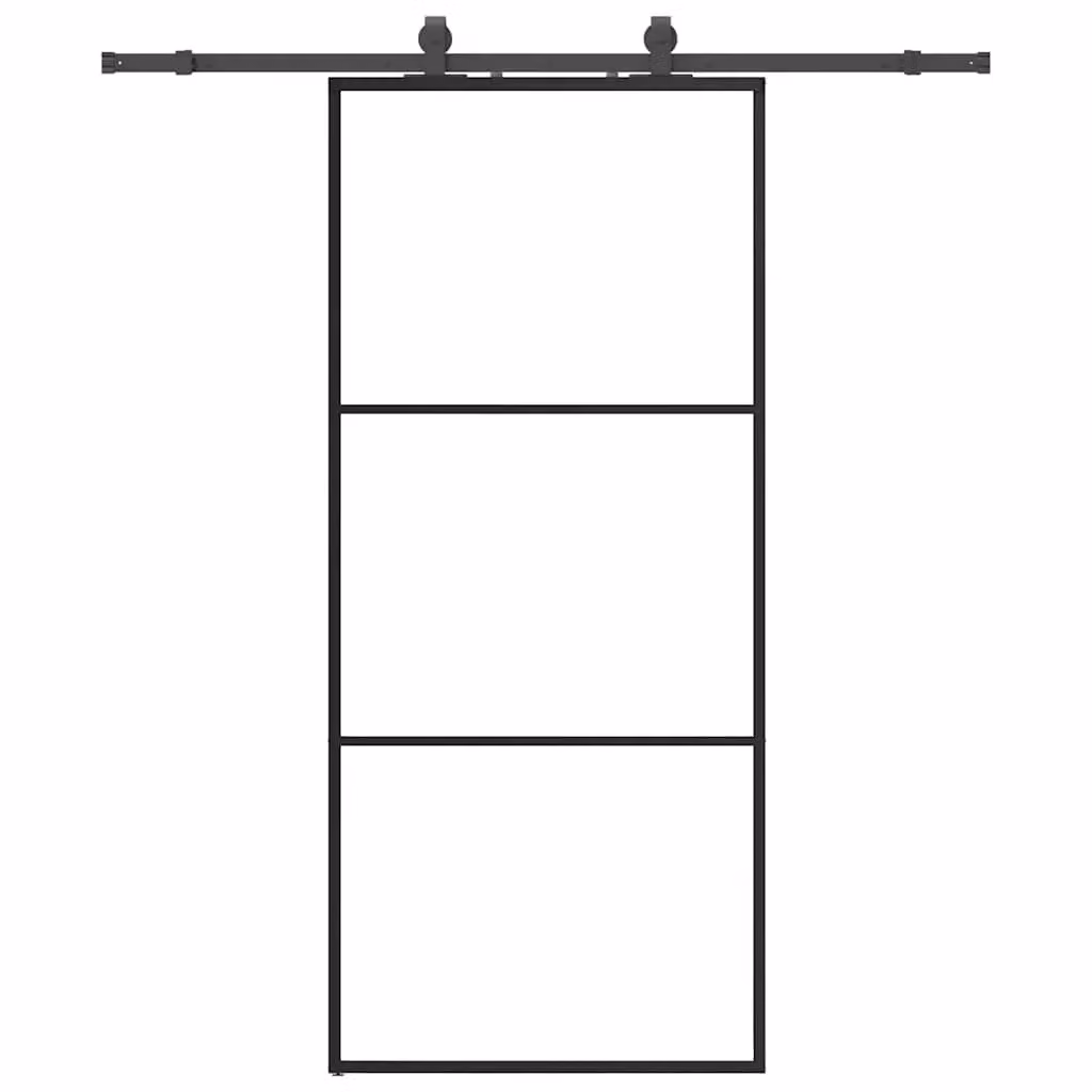 Berkfield Home Modern Sliding Glass Door with Hardware Set in Black, W: 90 cm, H: 205 cm – 2