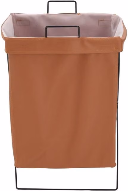 Garden Sanctuary Collapsible PU Leather Laundry Hamper with Metal Frame, Brown – 1