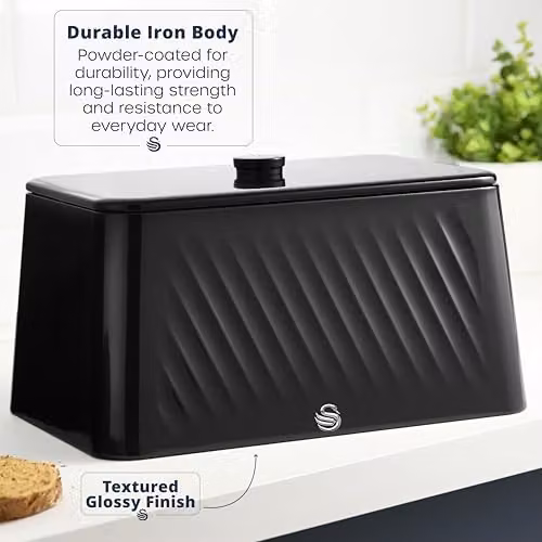 Swan Windsor 16L Metal Bread Bin in Black – 6