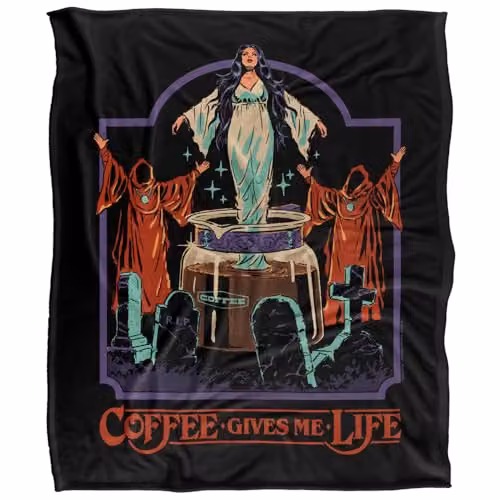 Steven Rhodes Coffee Gives Me Life Multicolour Fleece Throw Blanket W/D/H: 152 x 127 cm – 5