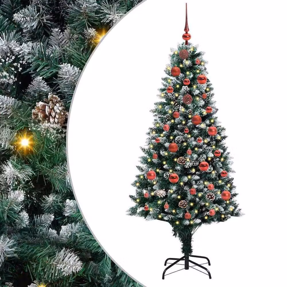 Berkfield Home Beautiful Artificial Christmas Tree with 150 Warm White LEDs and Stand in Green – 3