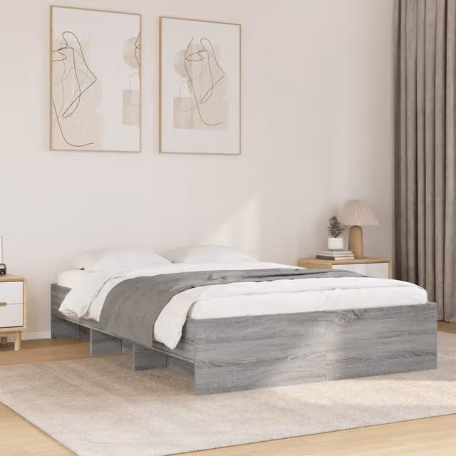 Berkfield Home Grey Sonoma Small Double Bed Frame in Engineered Wood W/D/H: 120 x 190 cm – 1