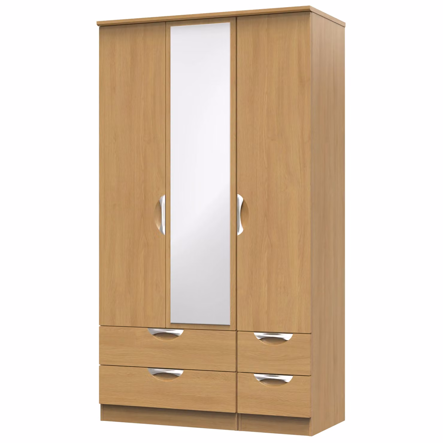 2 U Holborn Ready Assembled Tall Triple Wardrobe with Mirror and 2 Drawers in Brown – 2
