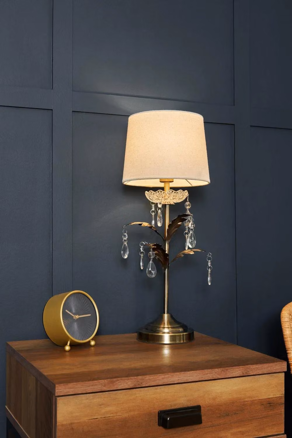 BHS Lighting Paisley Table Lamp in Gold and Beige with Brass Metal Base – 2