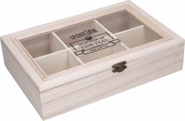 La Cafetiere 6-Compartment Wooden Tea Box in Brown