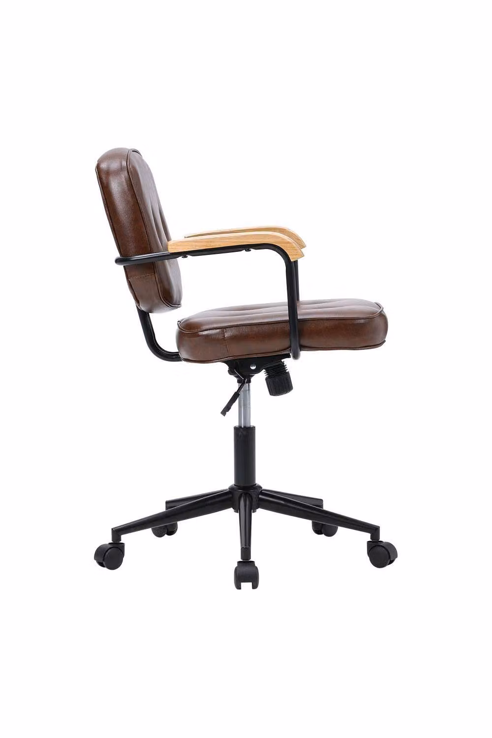 Garden Sanctuary Brown Synthetic Leather Executive Office Chair with Wood Armrests – 2