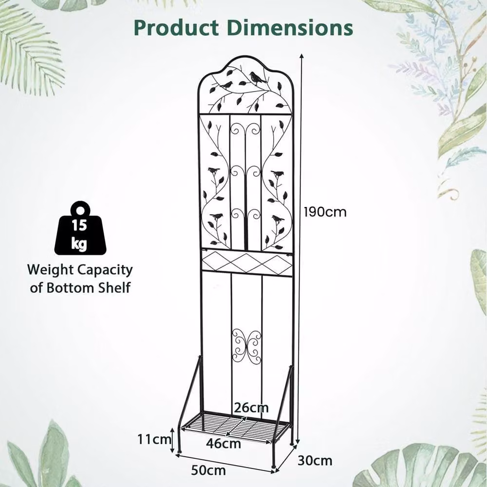 Kelvenix 2-Pack Black Metal Freestanding Rose Trellis, Height: 190 cm – 2