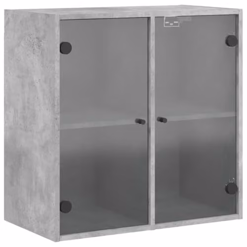 vidaXL Modern Wall Cabinet with Glass Doors in Grey, W/D/H: 68 x 37 x 68.5 cm