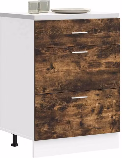Berkfield Home Modern Freestanding Kitchen Base Unit in Brown Smoked Oak Wood – 1