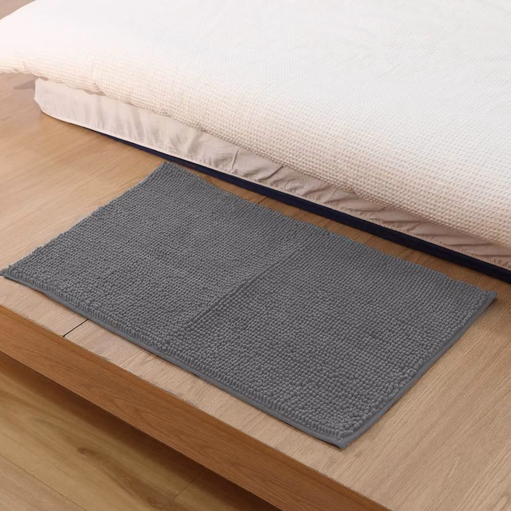 Keplin Non-Slip Microfibre Chenille Bath Mat in Light Grey, W: 80 cm, D: 50 cm – 5