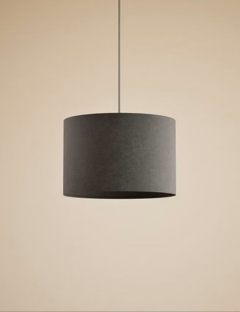M&S Modern Grey Velvet Cylinder Lamp Shade
