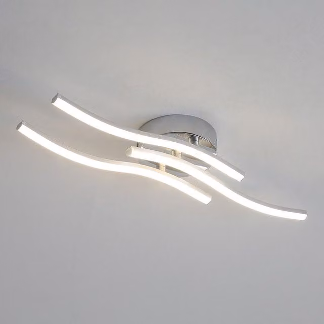 COMELY 18W Modern LED Ceiling Light in Silver with 3 Wave Boards, 4000K, Diameter: 52 cm