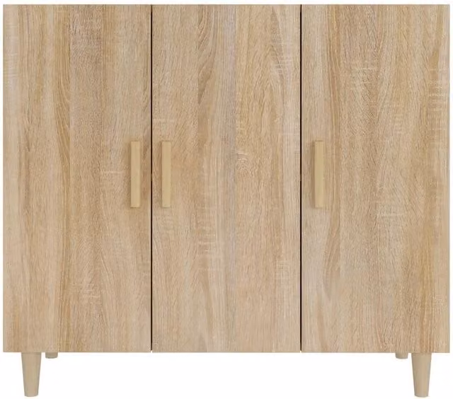 Berkfield Home Sonoma Oak Sideboard in Light Tan Beige, W/D/H: 90 x 34 x 80 cm