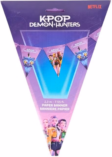 Procos K-pop Demon Hunters Purple Paper Bunting Garland for Children's Birthday Parties, Length: 230 cm – 1